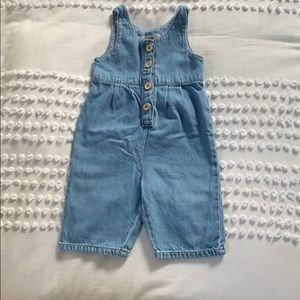 ZARA PLEATED DENIM JUMPSUIT - 9-12 MONTHS